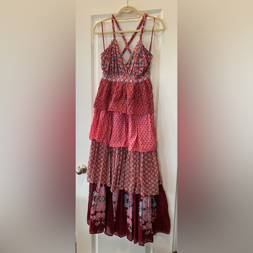 Zara Bohemian Multi-Color Multi Tier Maxi Dress NWT
